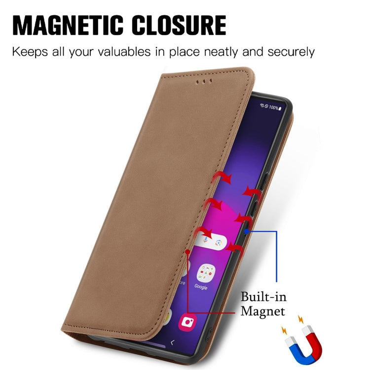 For Samsung Galaxy S24 Ultra 5G Retro Skin Feel Magnetic Leather Phone Case(Brown) - HoMEdemic™ 