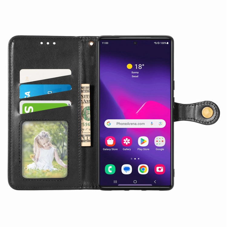 For Samsung Galaxy S24 Ultra 5G Retro Solid Color Buckle Leather Phone Case(Black) - HoMEdemic™ 