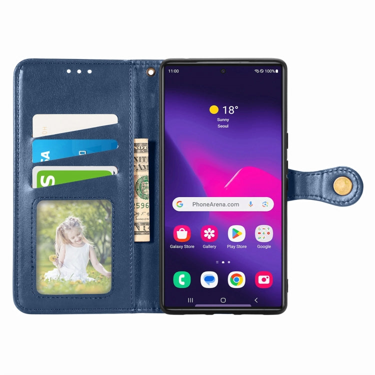 For Samsung Galaxy S24 Ultra 5G Retro Solid Color Buckle Leather Phone Case(Blue) - HoMEdemic™ 