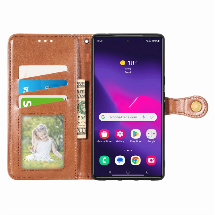 For Samsung Galaxy S24 Ultra 5G Retro Solid Color Buckle Leather Phone Case(Brown) - HoMEdemic™ 