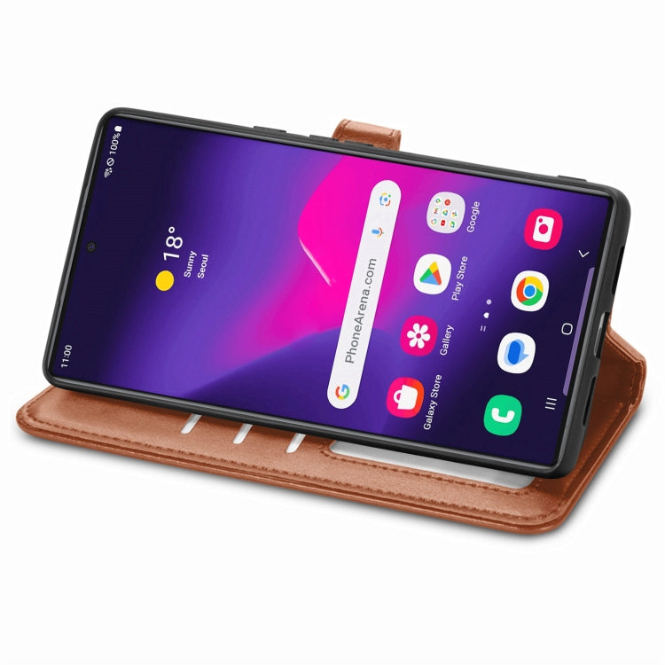 For Samsung Galaxy S24 Ultra 5G Retro Solid Color Buckle Leather Phone Case(Brown) - HoMEdemic™ 