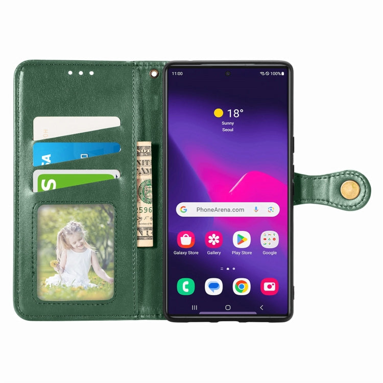 For Samsung Galaxy S24 Ultra 5G Retro Solid Color Buckle Leather Phone Case(Green) - HoMEdemic™ 