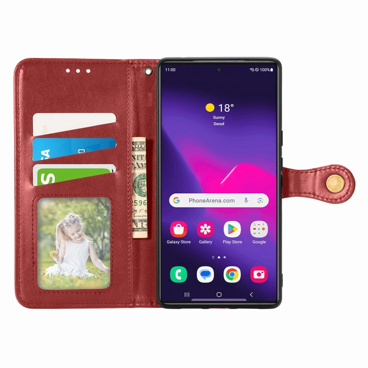For Samsung Galaxy S24 Ultra 5G Retro Solid Color Buckle Leather Phone Case(Red) - HoMEdemic™ 