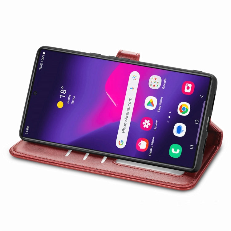 For Samsung Galaxy S24 Ultra 5G Retro Solid Color Buckle Leather Phone Case(Red) - HoMEdemic™ 