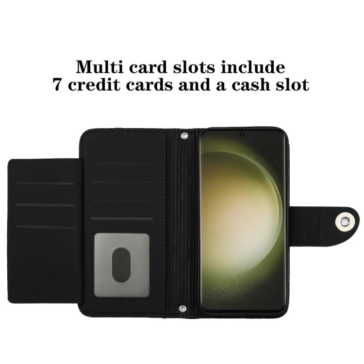 For Samsung Galaxy S24 Ultra 5G Rhombic Texture Flip Leather Phone Case with Lanyard(Black) - HoMEdemic™ 