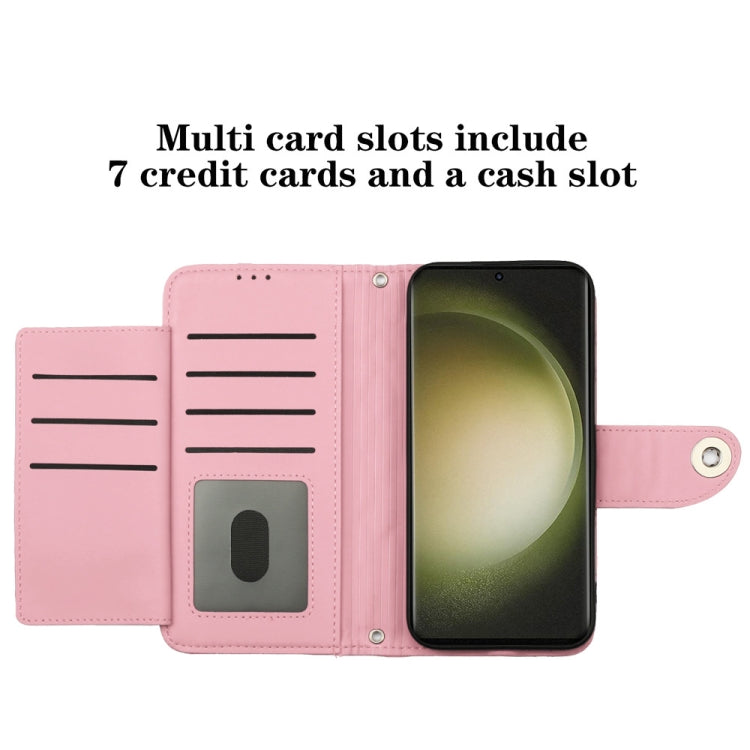 For Samsung Galaxy S24 Ultra 5G Rhombic Texture Flip Leather Phone Case with Lanyard(Pink) - HoMEdemic™ 