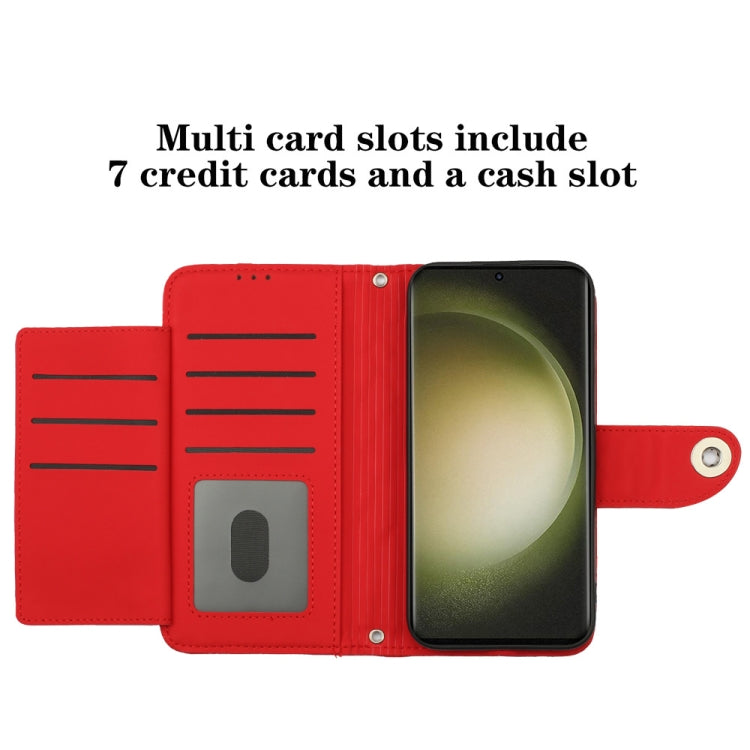 For Samsung Galaxy S24 Ultra 5G Rhombic Texture Flip Leather Phone Case with Lanyard(Red) - HoMEdemic™ 