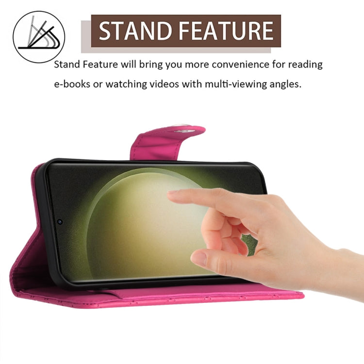 For Samsung Galaxy S24 Ultra 5G Rhombic Texture Flip Leather Phone Case with Lanyard(Rose Red) - HoMEdemic™ 