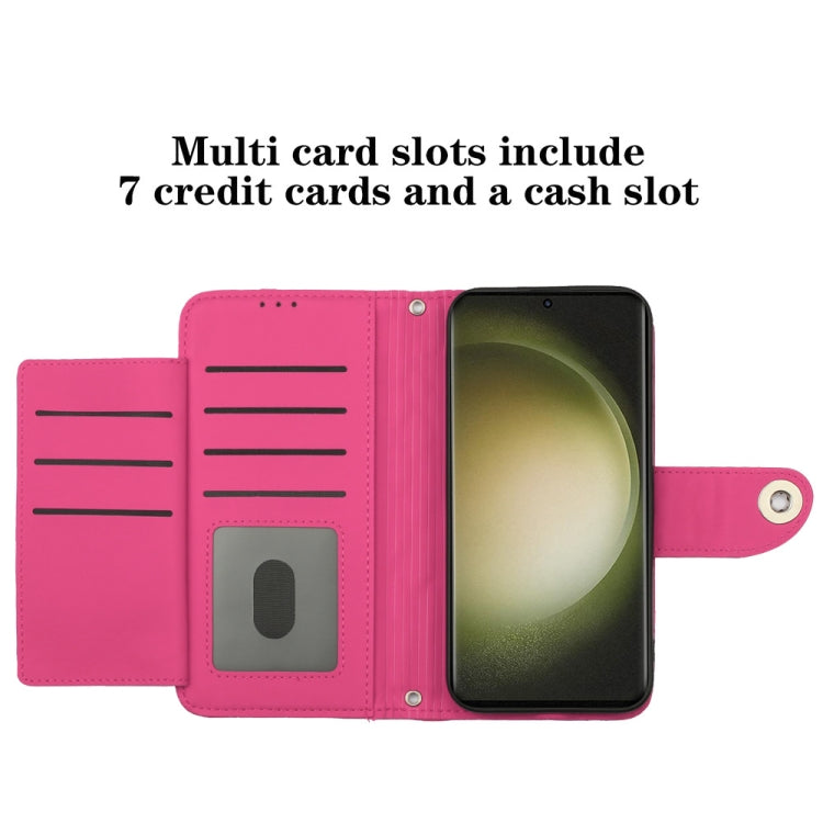 For Samsung Galaxy S24 Ultra 5G Rhombic Texture Flip Leather Phone Case with Lanyard(Rose Red) - HoMEdemic™ 