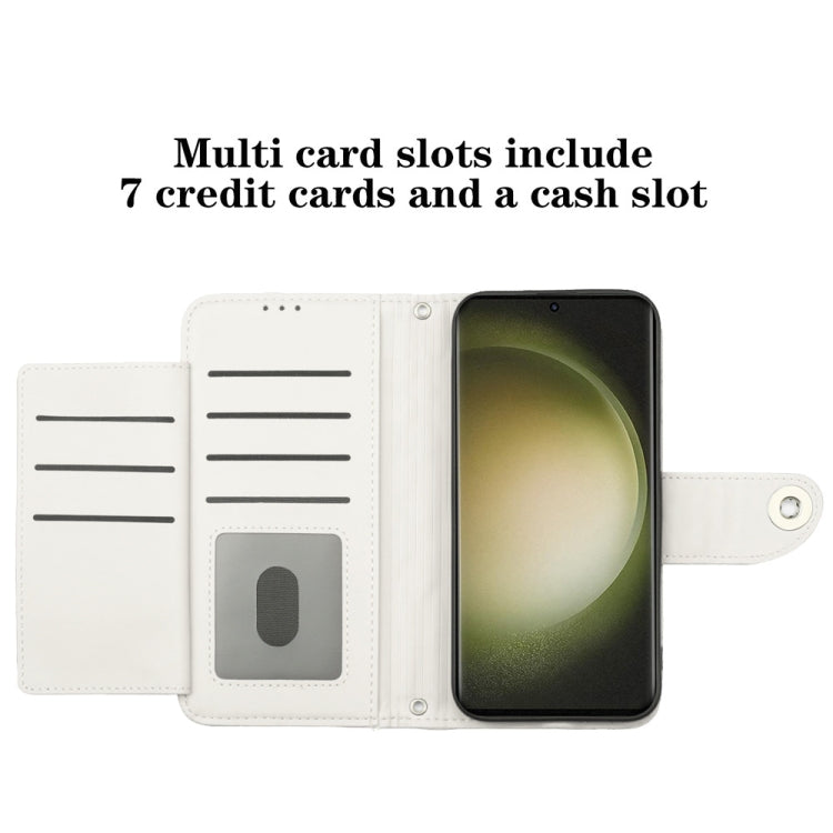 For Samsung Galaxy S24 Ultra 5G Rhombic Texture Flip Leather Phone Case with Lanyard(White) - HoMEdemic™ 