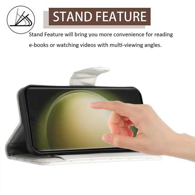 For Samsung Galaxy S24 Ultra 5G Rhombic Texture Flip Leather Phone Case with Long Lanyard(White) - HoMEdemic™ 