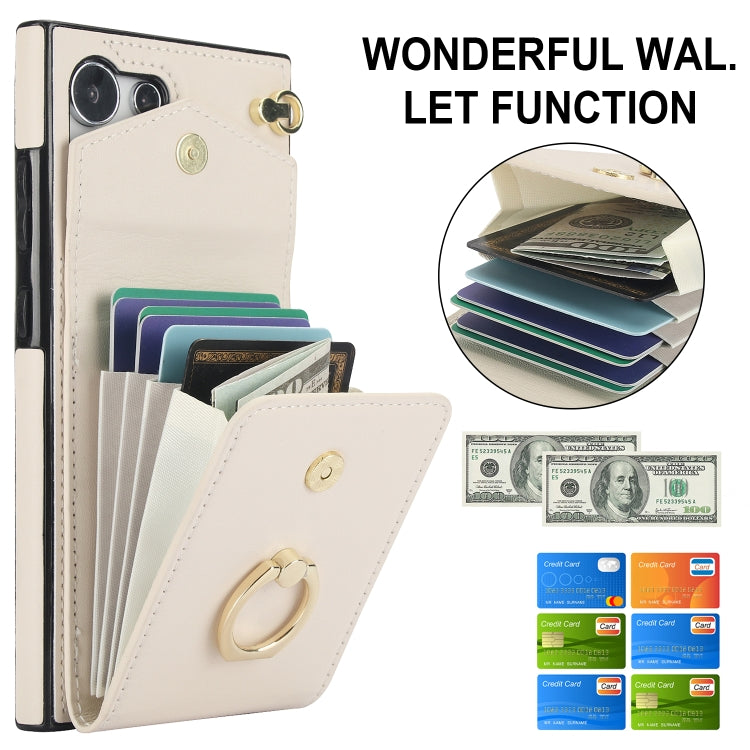 For Samsung Galaxy S24 Ultra 5G Ring Holder RFID Card Slot Phone Case(Beige) - HoMEdemic™ 