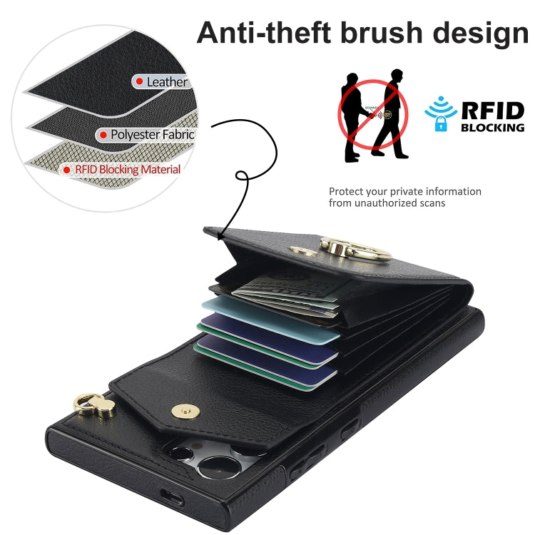 For Samsung Galaxy S24 Ultra 5G Ring Holder RFID Card Slot Phone Case(Black) - HoMEdemic™ 