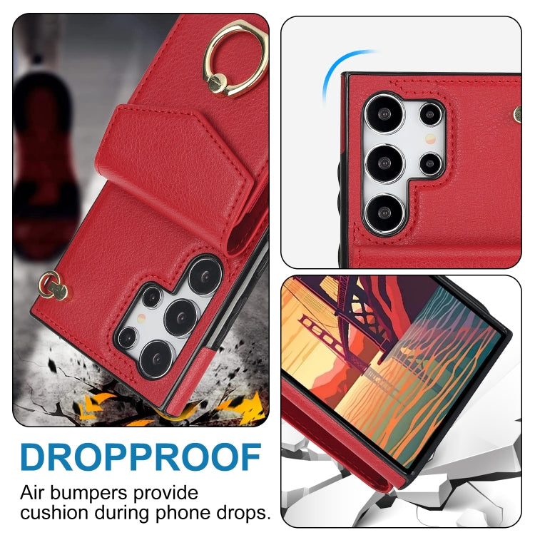 For Samsung Galaxy S24 Ultra 5G Ring Holder RFID Card Slot Phone Case(Red) - HoMEdemic™ 