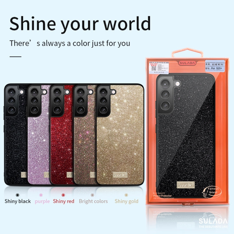 For Samsung Galaxy S24 Ultra 5G SULADA Glittery TPU Hybrid Handmade Leather Phone Case(Red) - HoMEdemic™ 