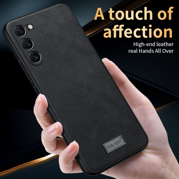 For Samsung Galaxy S24 Ultra 5G SULADA Shockproof TPU Hybrid Handmade Leather Phone Case(Orange) - HoMEdemic™ 