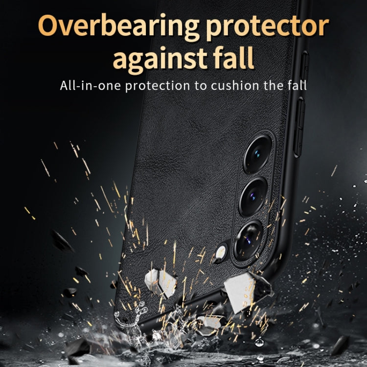 For Samsung Galaxy S24 Ultra 5G SULADA Shockproof TPU Hybrid Handmade Leather Phone Case(Orange) - HoMEdemic™ 