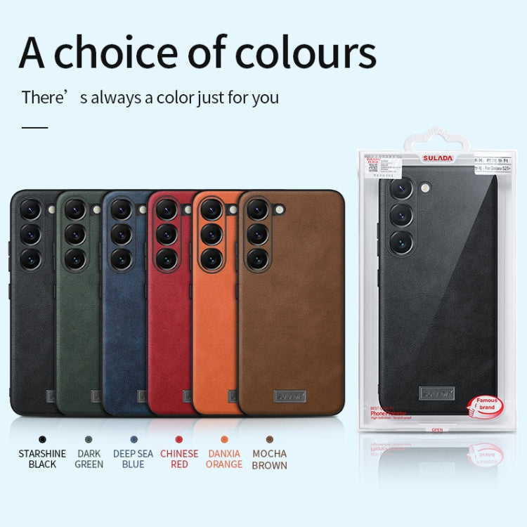 For Samsung Galaxy S24 Ultra 5G SULADA Shockproof TPU Hybrid Handmade Leather Phone Case(Orange) - HoMEdemic™ 