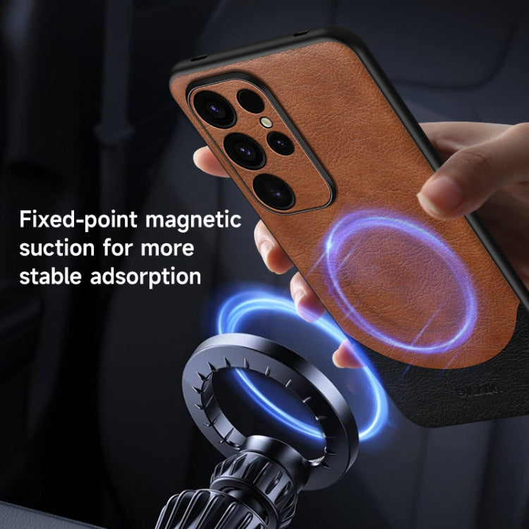 For Samsung Galaxy S24 Ultra 5G SULADA Stitching Leather MagSafe Magnetic Phone Case(Grey) - HoMEdemic™ 