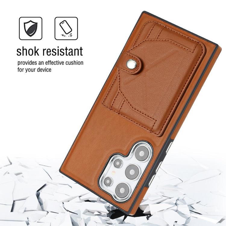 For Samsung Galaxy S24 Ultra 5G Shockproof Leather Phone Case with Card Holder(Brown) - HoMEdemic™ 