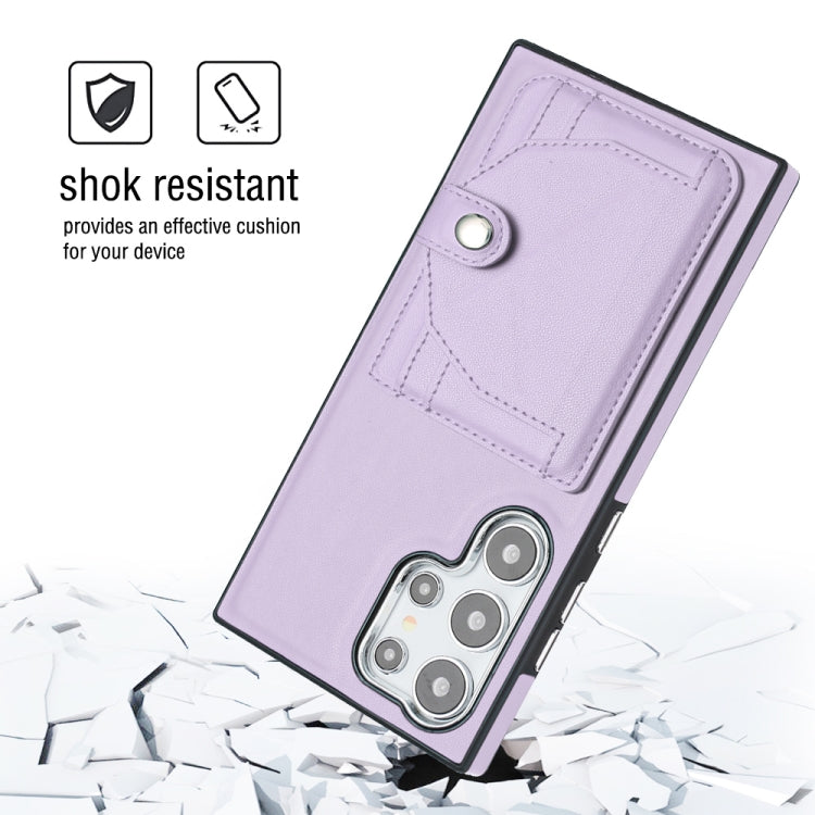 For Samsung Galaxy S24 Ultra 5G Shockproof Leather Phone Case with Card Holder(Purple) - HoMEdemic™ 