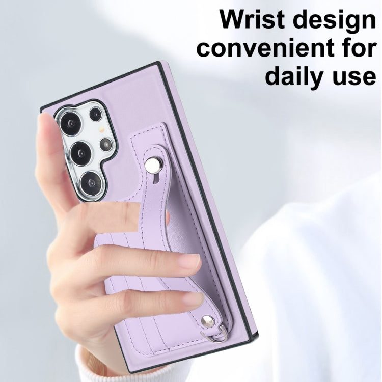 For Samsung Galaxy S24 Ultra 5G Shockproof Leather Phone Case with Wrist Strap(Purple) - HoMEdemic™ 