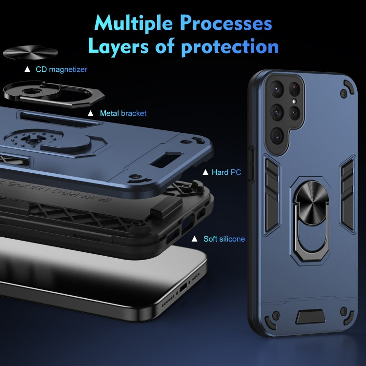 For Samsung Galaxy S24 Ultra 5G Shockproof Metal Ring Holder Phone Case(Blue) - HoMEdemic™ 
