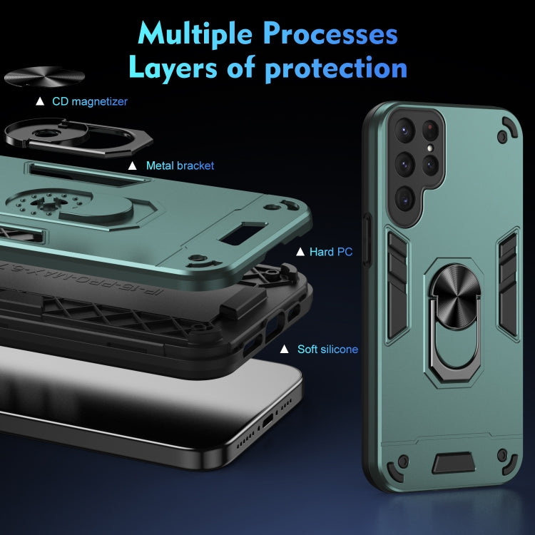 For Samsung Galaxy S24 Ultra 5G Shockproof Metal Ring Holder Phone Case(Green) - HoMEdemic™ 