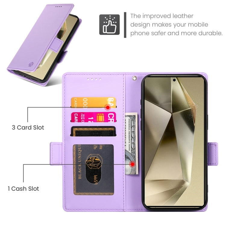 For Samsung Galaxy S24 Ultra 5G Side Buckle Magnetic Frosted Leather Phone Case(Purple) - HoMEdemic™ 