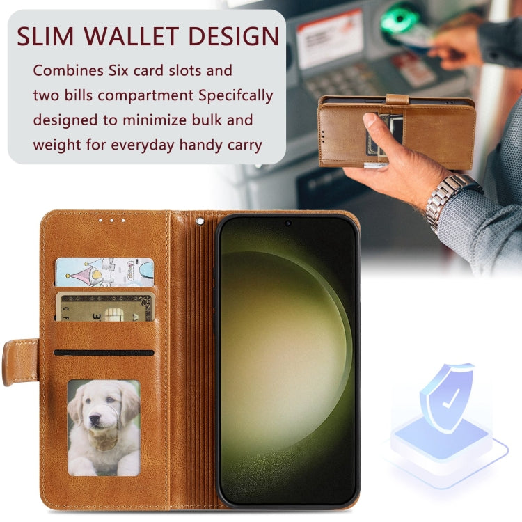 For Samsung Galaxy S24 Ultra 5G Simple 6-Card Wallet Leather Phone Case(Brown) - HoMEdemic™ 