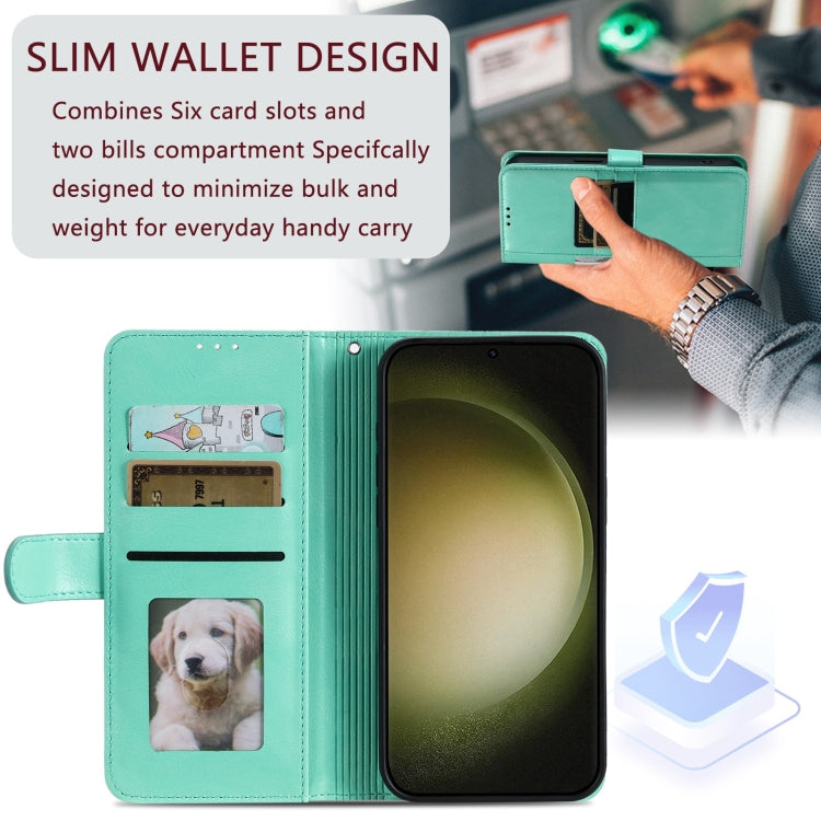 For Samsung Galaxy S24 Ultra 5G Simple 6-Card Wallet Leather Phone Case(Green) - HoMEdemic™ 