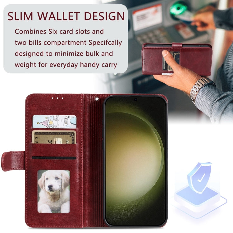 For Samsung Galaxy S24 Ultra 5G Simple 6-Card Wallet Leather Phone Case(Wine Red) - HoMEdemic™ 