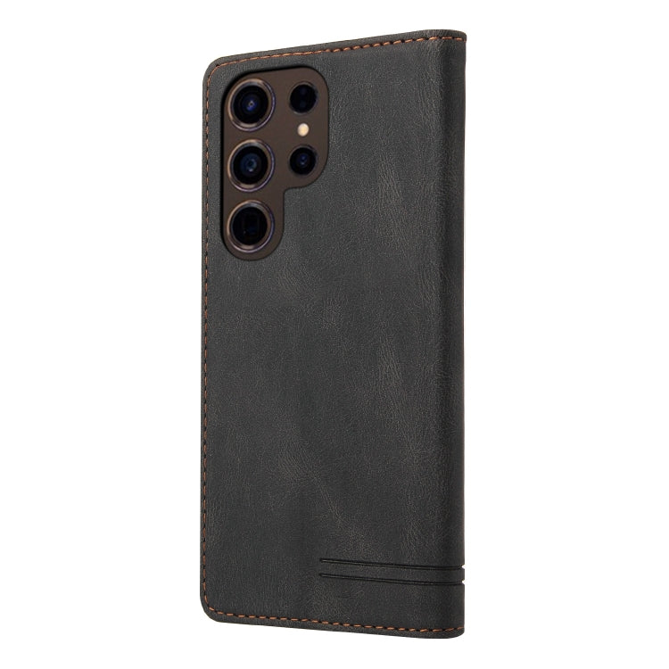 For Samsung Galaxy S24 Ultra 5G Skin Feel Anti-theft Brush Horizontal Flip Leather Case with Holder(Black) - HoMEdemic™ 