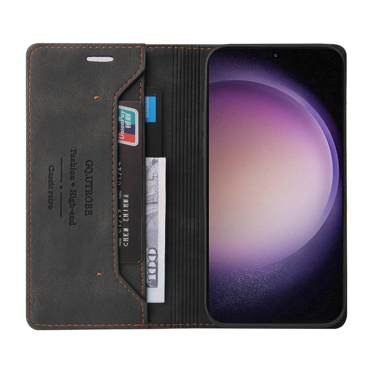 For Samsung Galaxy S24 Ultra 5G Skin Feel Anti-theft Brush Horizontal Flip Leather Case with Holder(Black) - HoMEdemic™ 