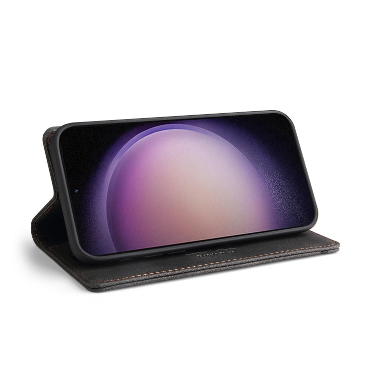 For Samsung Galaxy S24 Ultra 5G Skin Feel Anti-theft Brush Horizontal Flip Leather Case with Holder(Black) - HoMEdemic™ 