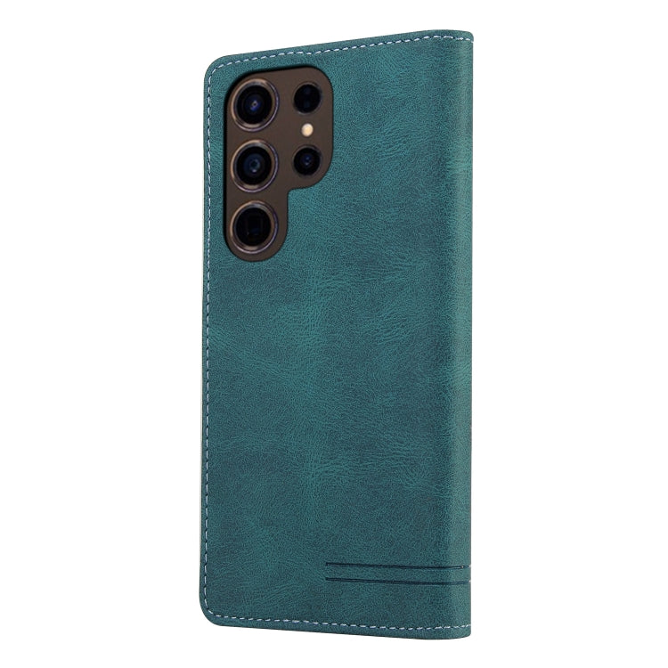 For Samsung Galaxy S24 Ultra 5G Skin Feel Anti-theft Brush Horizontal Flip Leather Case with Holder(Blue) - HoMEdemic™ 