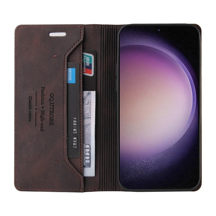 For Samsung Galaxy S24 Ultra 5G Skin Feel Anti-theft Brush Horizontal Flip Leather Case with Holder(Brown) - HoMEdemic™ 