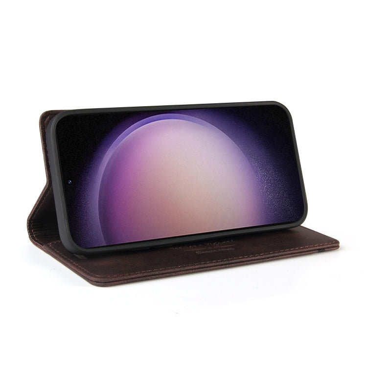 For Samsung Galaxy S24 Ultra 5G Skin Feel Anti-theft Brush Horizontal Flip Leather Case with Holder(Brown) - HoMEdemic™ 