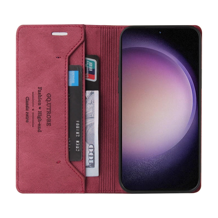For Samsung Galaxy S24 Ultra 5G Skin Feel Anti-theft Brush Horizontal Flip Leather Case with Holder(Wine Red) - HoMEdemic™ 