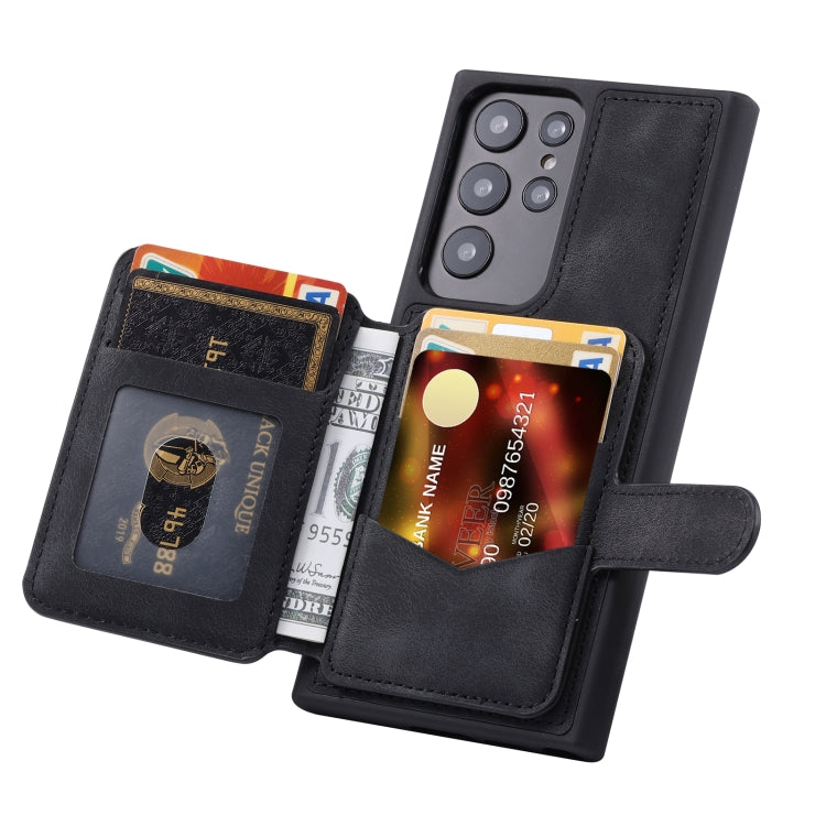 For Samsung Galaxy S24 Ultra 5G Skin Feel Dream RFID Anti-theft PU Card Bag Phone Case(Black) - HoMEdemic™ 