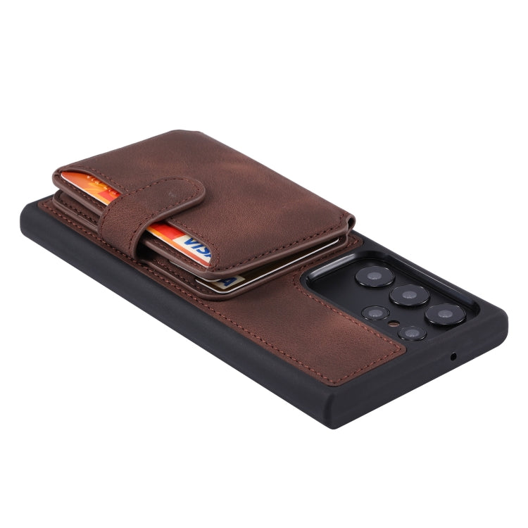For Samsung Galaxy S24 Ultra 5G Skin Feel Dream RFID Anti-theft PU Card Bag Phone Case(Coffee) - HoMEdemic™ 
