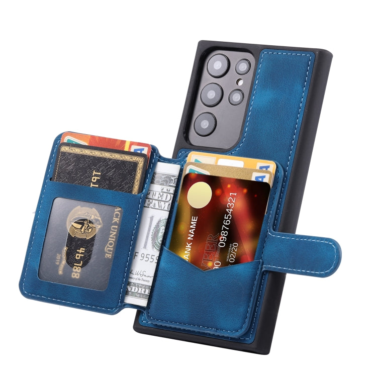 For Samsung Galaxy S24 Ultra 5G Skin Feel Dream RFID Anti-theft PU Card Bag Phone Case(Peacock Blue) - HoMEdemic™ 