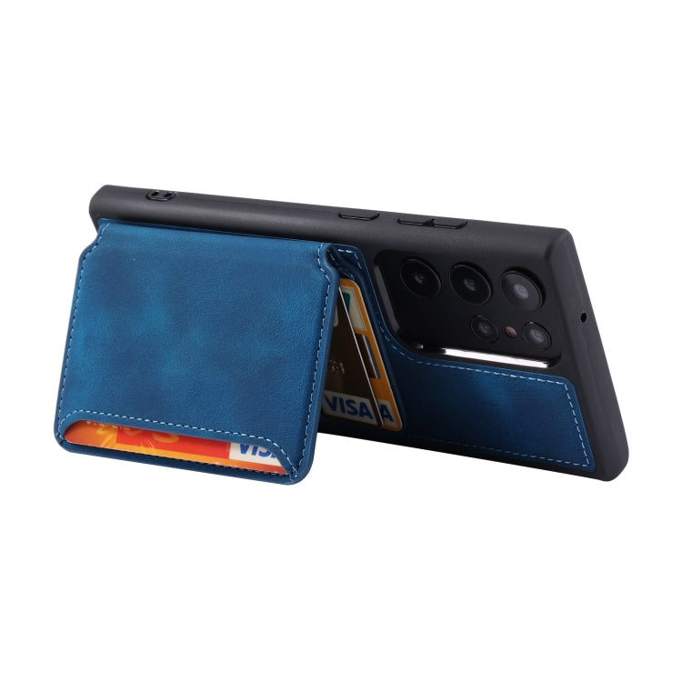 For Samsung Galaxy S24 Ultra 5G Skin Feel Dream RFID Anti-theft PU Card Bag Phone Case(Peacock Blue) - HoMEdemic™ 