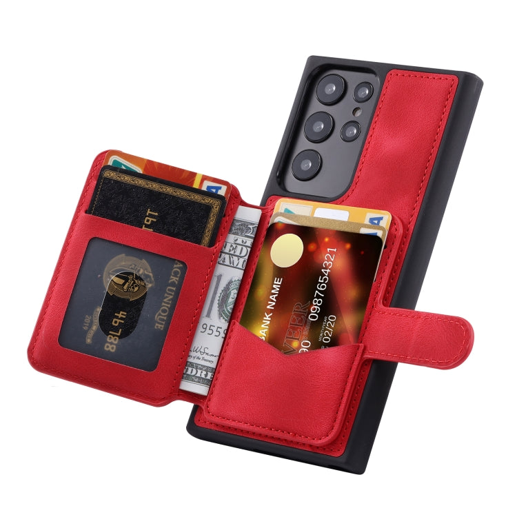 For Samsung Galaxy S24 Ultra 5G Skin Feel Dream RFID Anti-theft PU Card Bag Phone Case(Red) - HoMEdemic™ 