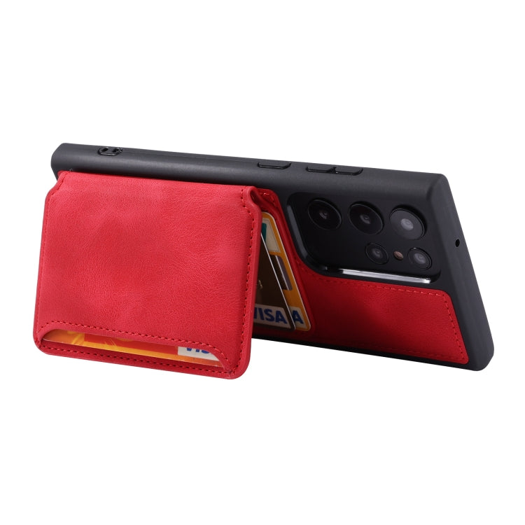 For Samsung Galaxy S24 Ultra 5G Skin Feel Dream RFID Anti-theft PU Card Bag Phone Case(Red) - HoMEdemic™ 
