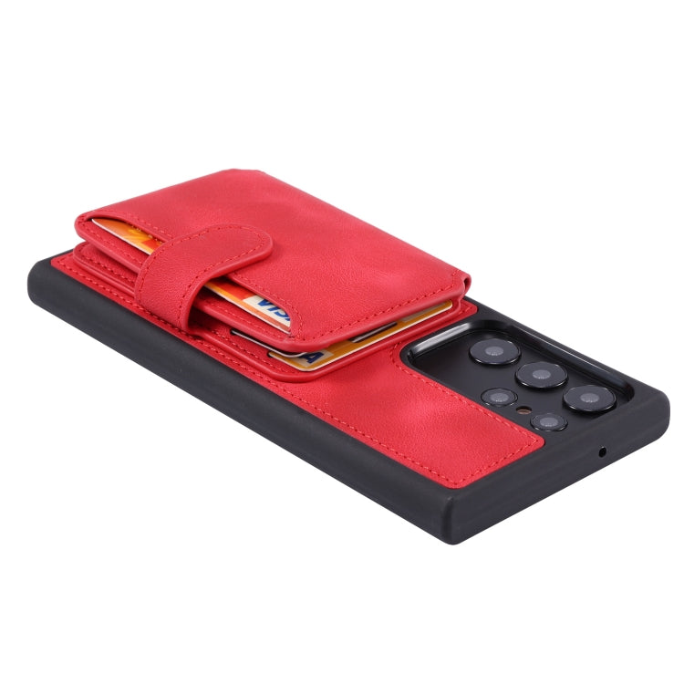 For Samsung Galaxy S24 Ultra 5G Skin Feel Dream RFID Anti-theft PU Card Bag Phone Case(Red) - HoMEdemic™ 