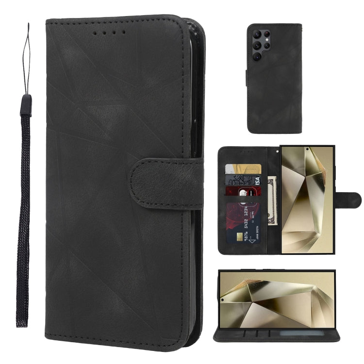 For Samsung Galaxy S24 Ultra 5G Skin Feel Geometric Lines Leather Phone Case(Black) - HoMEdemic™ 