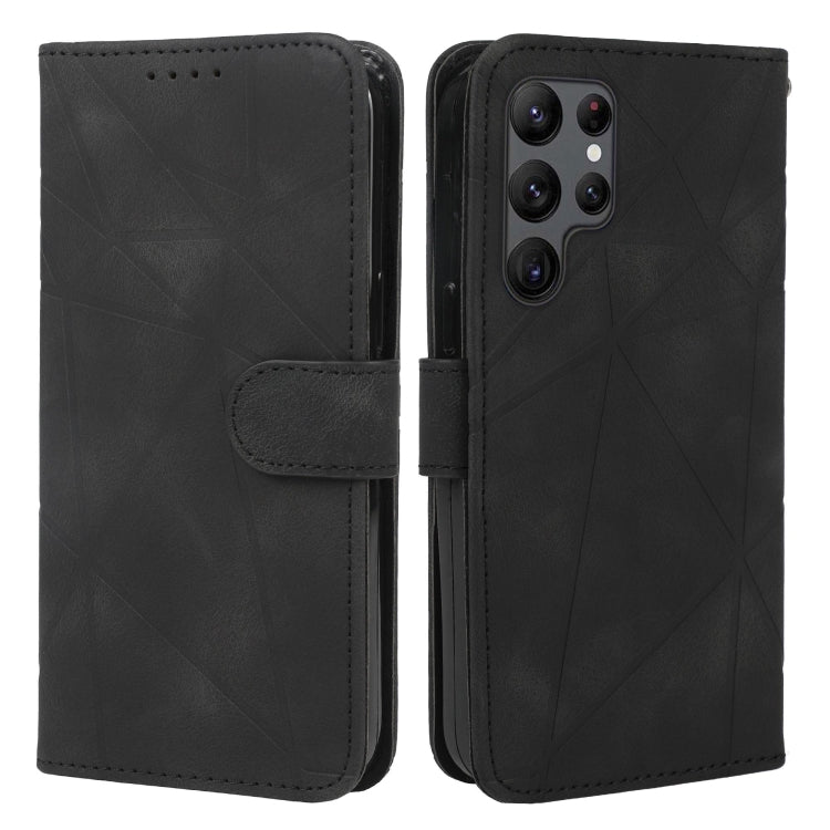 For Samsung Galaxy S24 Ultra 5G Skin Feel Geometric Lines Leather Phone Case(Black) - HoMEdemic™ 