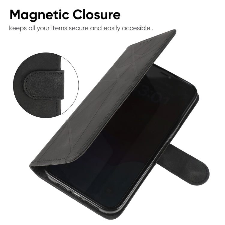 For Samsung Galaxy S24 Ultra 5G Skin Feel Geometric Lines Leather Phone Case(Black) - HoMEdemic™ 