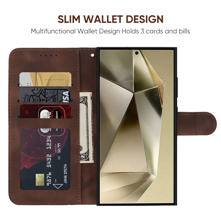 For Samsung Galaxy S24 Ultra 5G Skin Feel Geometric Lines Leather Phone Case(Brown) - HoMEdemic™ 